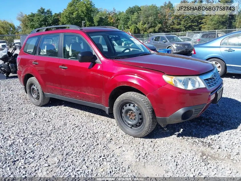 SUBARU FORESTER 2011, VIN JF2SHABC6BG758743