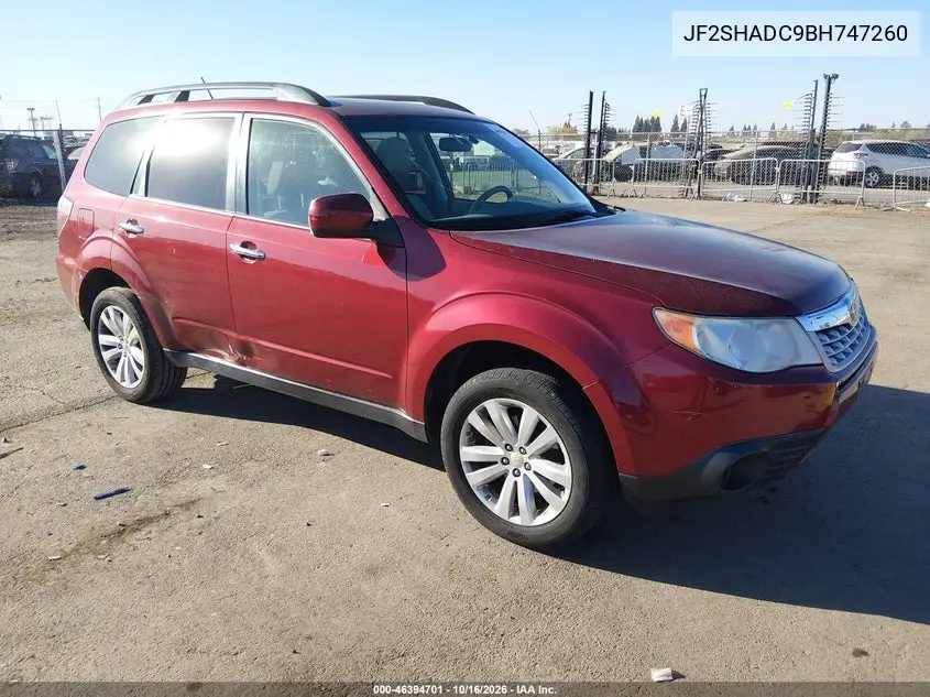 SUBARU FORESTER 2011, VIN JF2SHADC9BH747260
