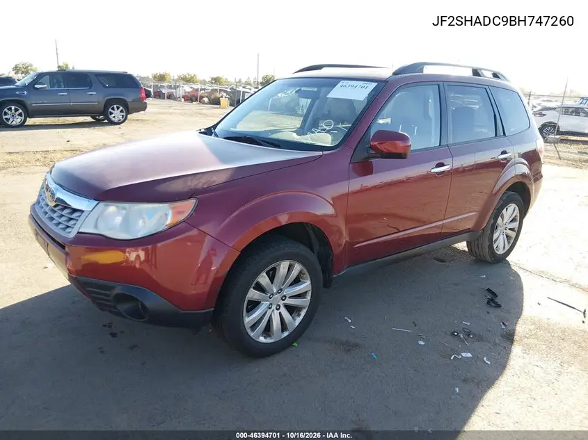 2011 SUBARU FORESTER VIN JF2SHADC9BH747260 — фото 2