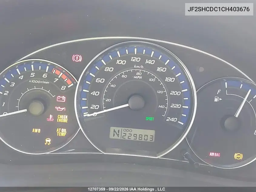2012 SUBARU FORESTER VIN JF2SHCDC1CH403676 — фото 16