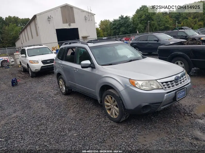 SUBARU FORESTER 2012, VIN JF2SHADC1CH414925