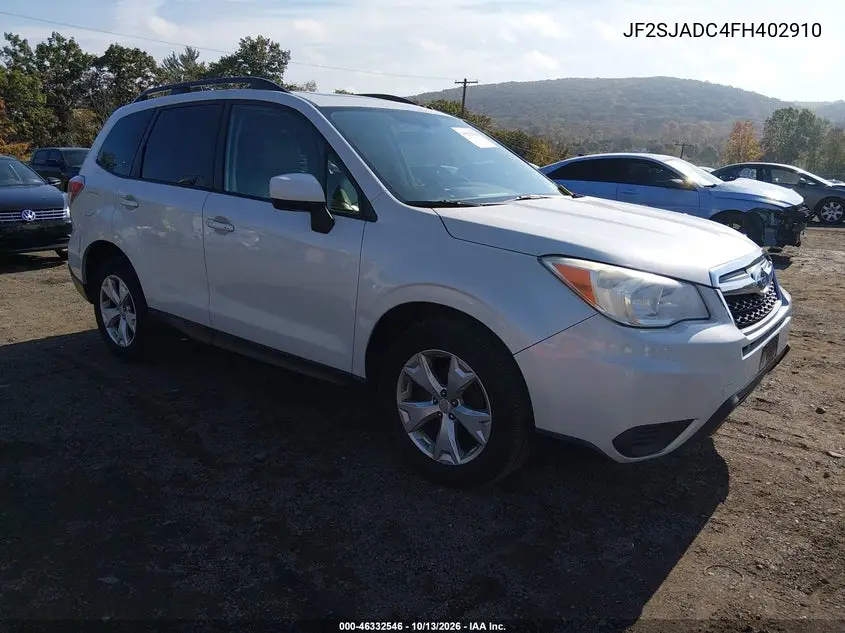 SUBARU FORESTER 2015, VIN JF2SJADC4FH402910