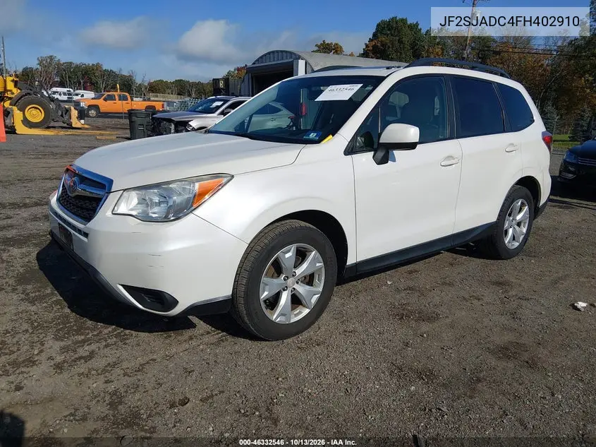 2015 SUBARU FORESTER VIN JF2SJADC4FH402910 — фото 2