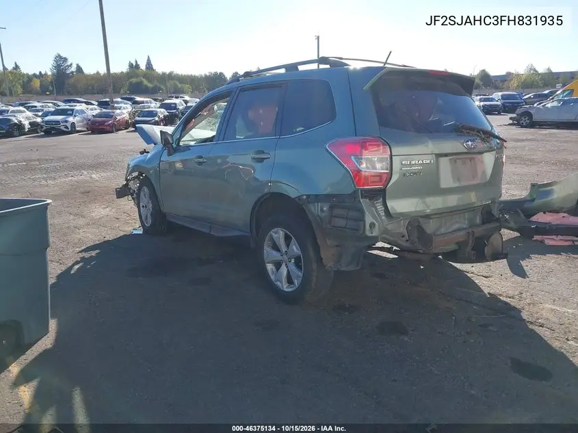 2015 SUBARU FORESTER VIN JF2SJAHC3FH831935 — фото 3