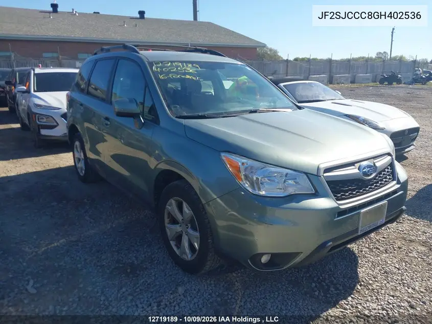 SUBARU FORESTER 2016, VIN JF2SJCCC8GH402536