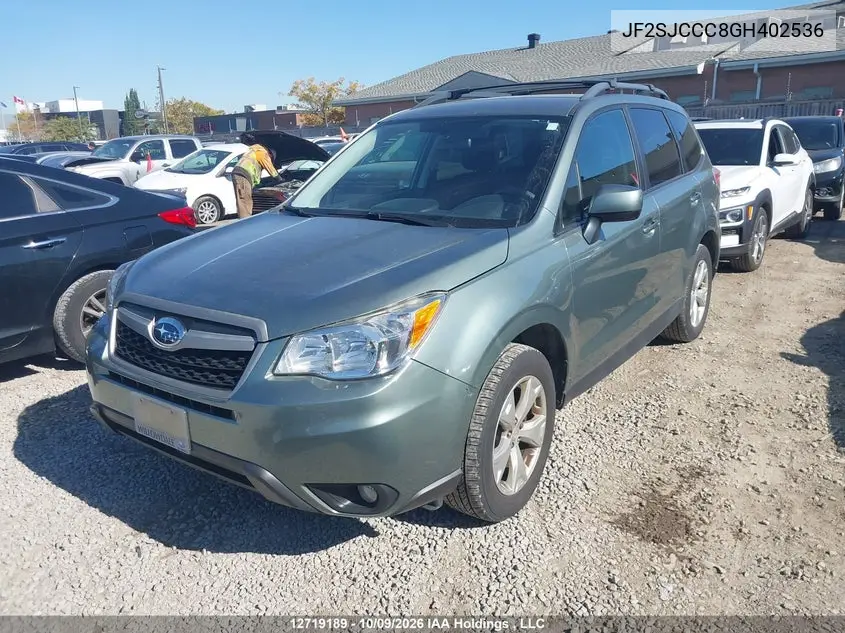 2016 SUBARU FORESTER VIN JF2SJCCC8GH402536 — фото 2