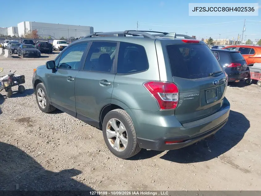 2016 SUBARU FORESTER VIN JF2SJCCC8GH402536 — фото 3