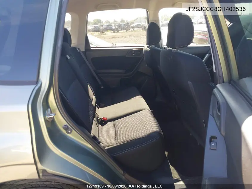 2016 SUBARU FORESTER VIN JF2SJCCC8GH402536 — фото 8