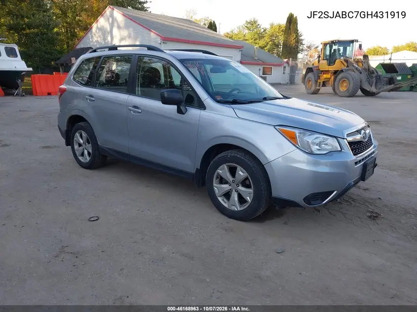 SUBARU FORESTER 2016, VIN JF2SJABC7GH431919