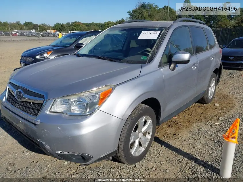 2016 SUBARU FORESTER VIN JF2SJADC0GH416496 — фото 2
