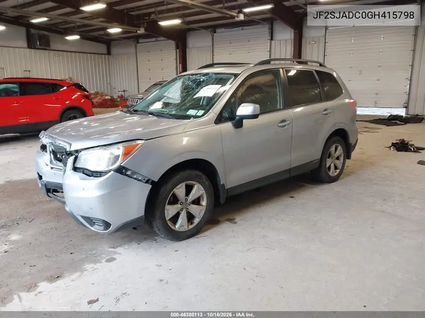 2016 SUBARU FORESTER VIN JF2SJADC0GH415798 — фото 2