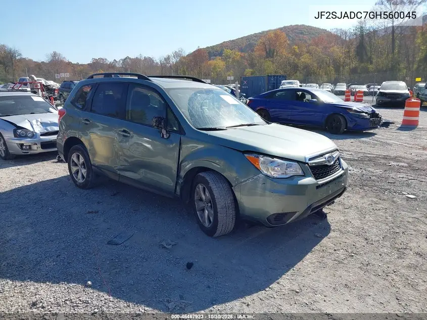 SUBARU FORESTER 2016, VIN JF2SJADC7GH560045