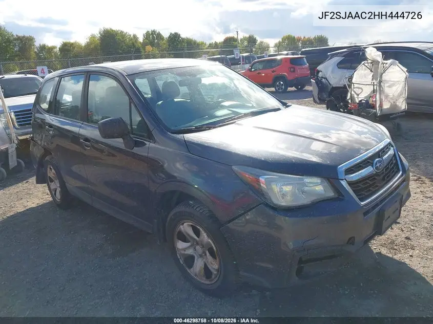 SUBARU FORESTER 2017, VIN JF2SJAAC2HH444726