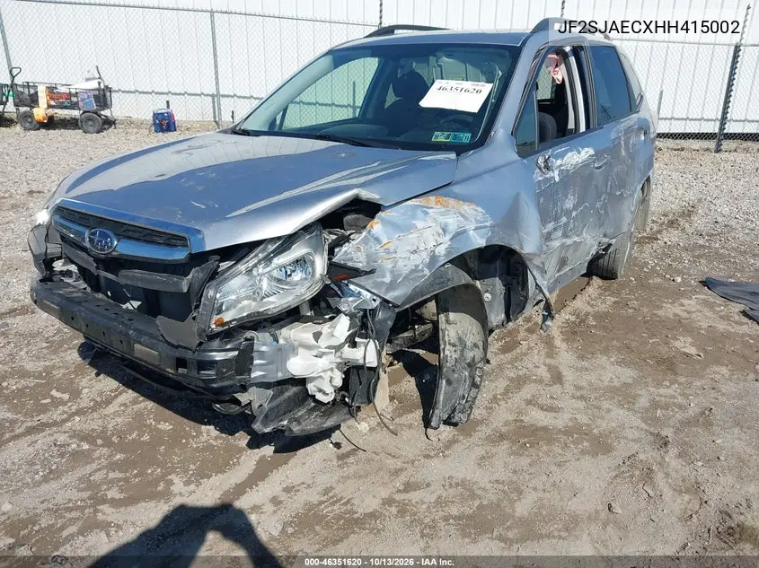 2017 SUBARU FORESTER VIN JF2SJAECXHH415002 — фото 2