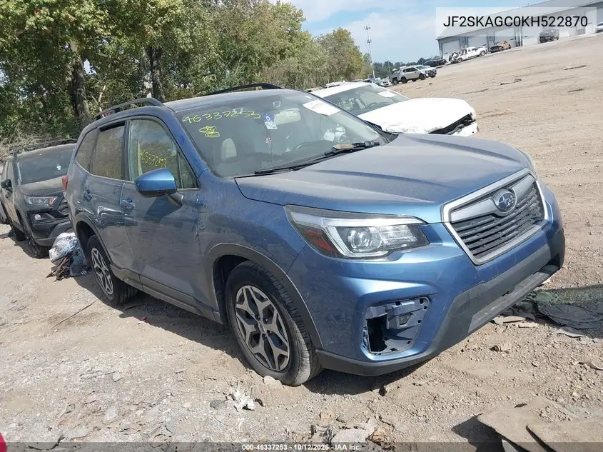 SUBARU FORESTER 2019, VIN JF2SKAGC0KH522870