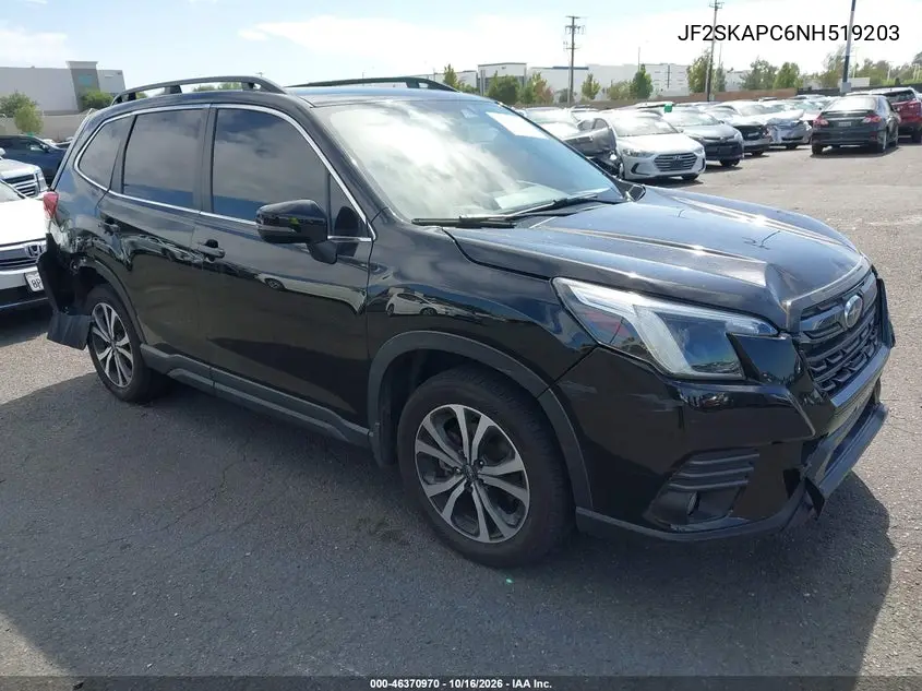 SUBARU FORESTER 2022, VIN JF2SKAPC6NH519203