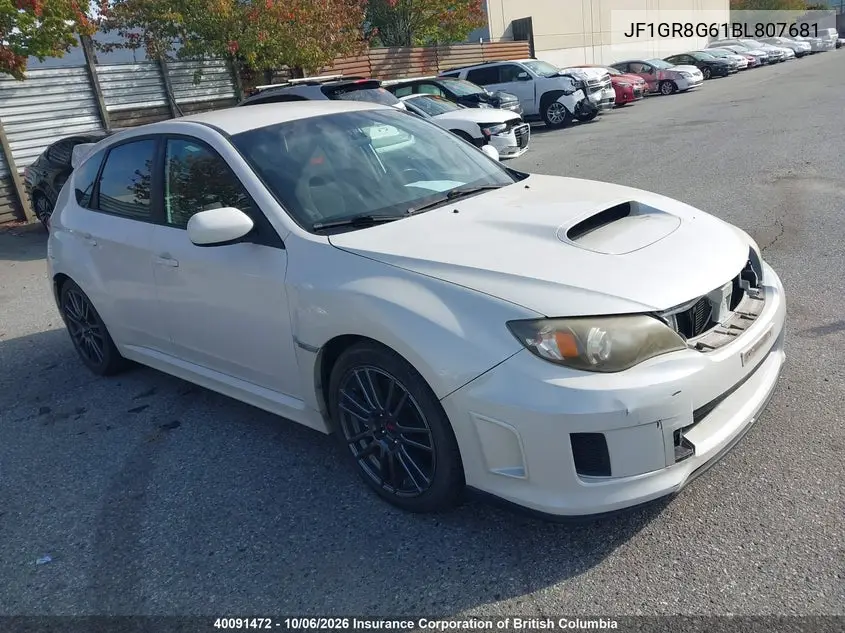 SUBARU IMPREZA WRX 2011, VIN JF1GR8G61BL807681