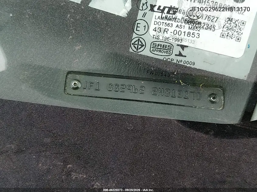 2002 SUBARU IMPREZA VIN JF1GG29622H813170 — фото 11