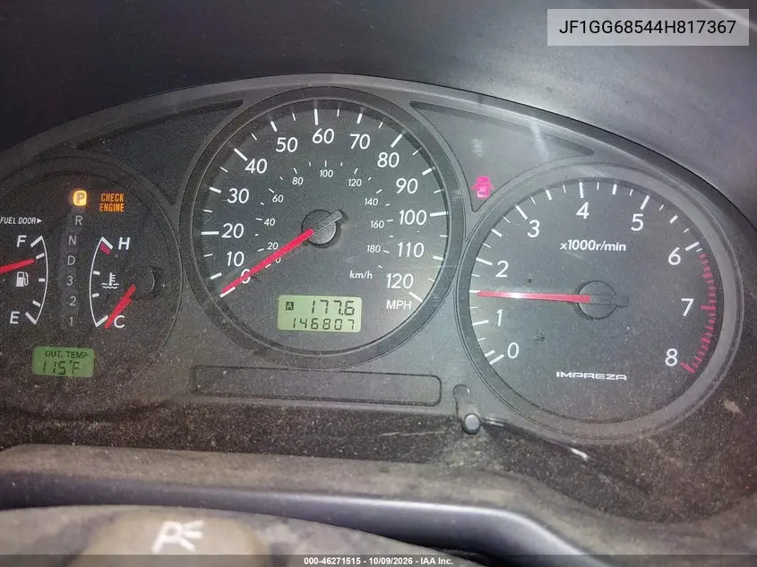 2004 SUBARU IMPREZA VIN JF1GG68544H817367 — фото 7