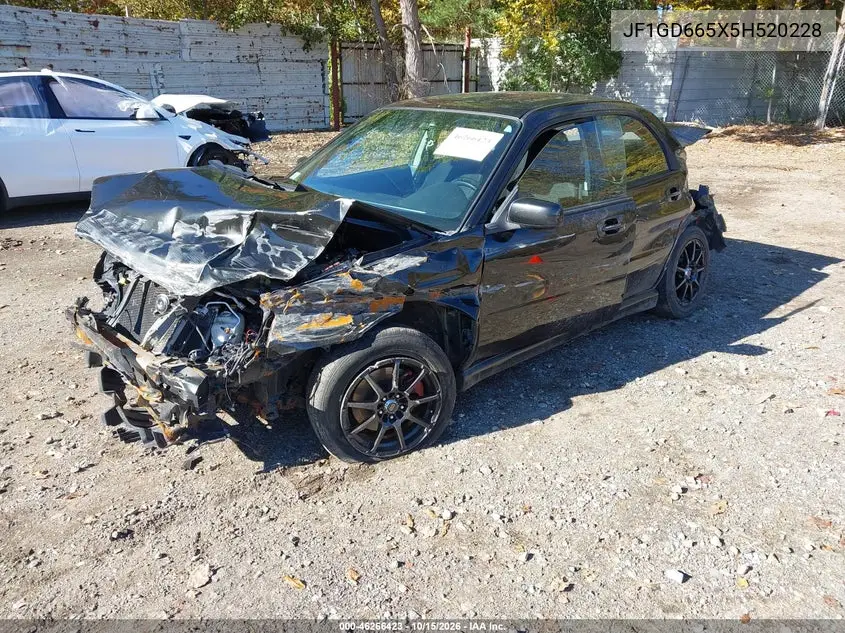 2005 SUBARU IMPREZA VIN JF1GD665X5H520228 — фото 2