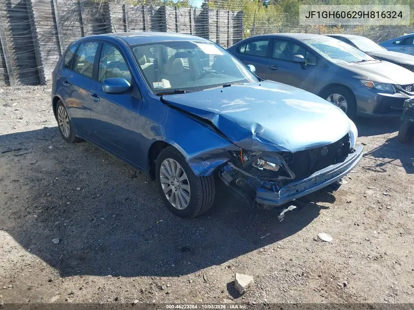 SUBARU IMPREZA 2009, VIN JF1GH60629H816324