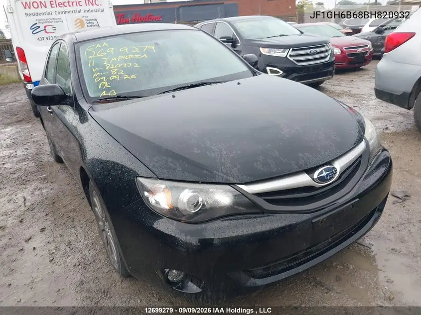 SUBARU IMPREZA 2011, VIN JF1GH6B68BH820932