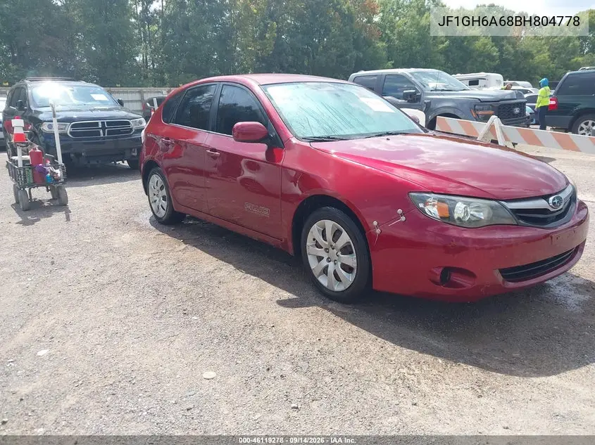SUBARU IMPREZA 2011, VIN JF1GH6A68BH804778