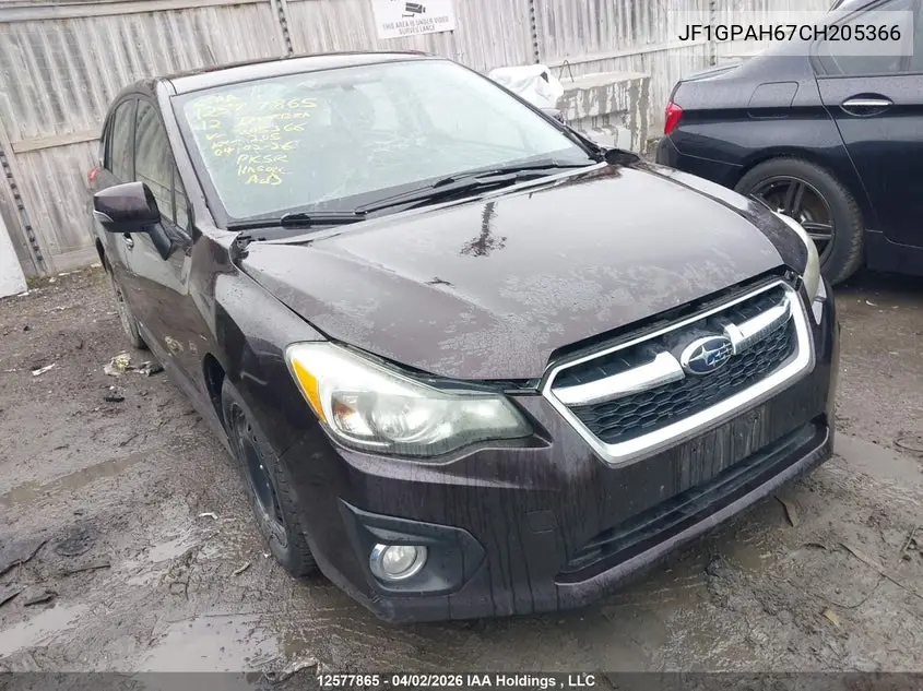 SUBARU IMPREZA 2012, VIN JF1GPAH67CH205366