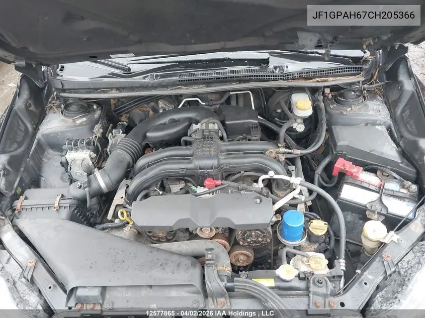 2012 SUBARU IMPREZA VIN JF1GPAH67CH205366 — фото 10