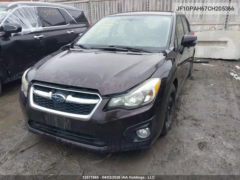 2012 SUBARU IMPREZA VIN JF1GPAH67CH205366 — фото 2