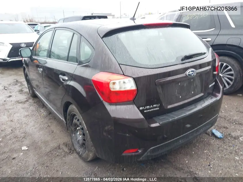 2012 SUBARU IMPREZA VIN JF1GPAH67CH205366 — фото 3