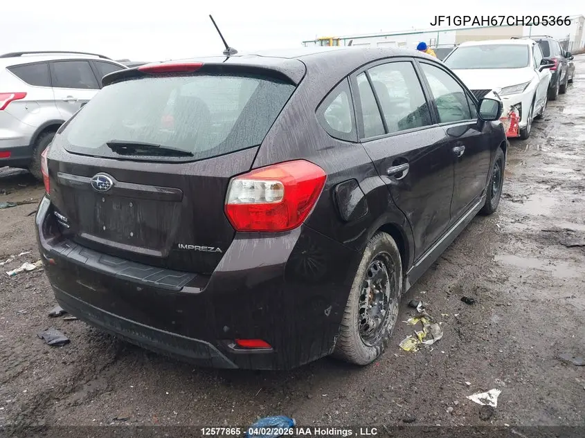 2012 SUBARU IMPREZA VIN JF1GPAH67CH205366 — фото 4