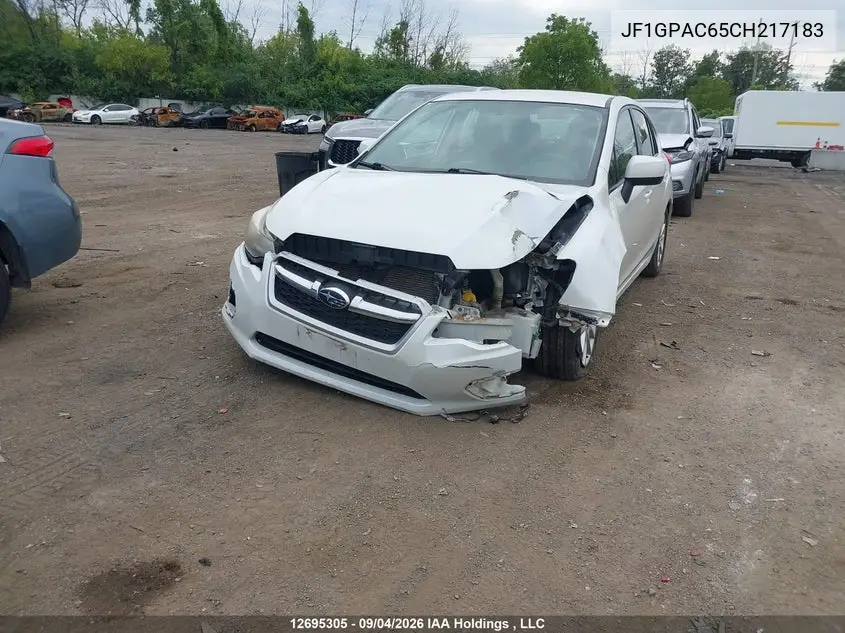 2012 SUBARU IMPREZA VIN JF1GPAC65CH217183 — фото 2