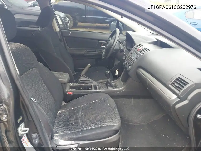 2012 SUBARU IMPREZA VIN JF1GPAC61CG202976 — фото 5
