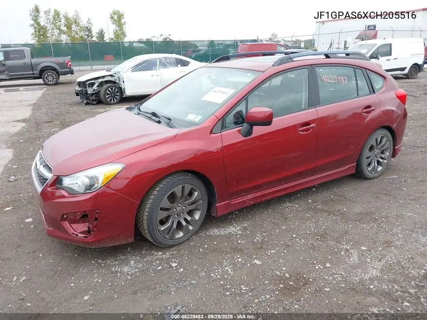 2012 SUBARU IMPREZA VIN JF1GPAS6XCH205516 — фото 2