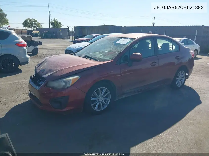 2012 SUBARU IMPREZA VIN JF1GJAB62CH021883 — фото 2