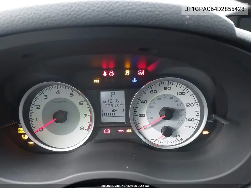 2013 SUBARU IMPREZA VIN JF1GPAC64D2855428 — фото 7