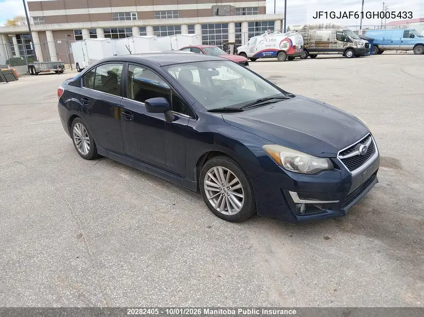 SUBARU IMPREZA 2016, VIN JF1GJAF61GH005433