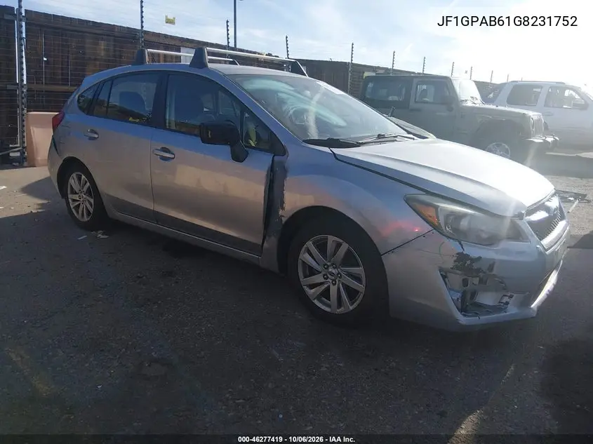 SUBARU IMPREZA 2016, VIN JF1GPAB61G8231752
