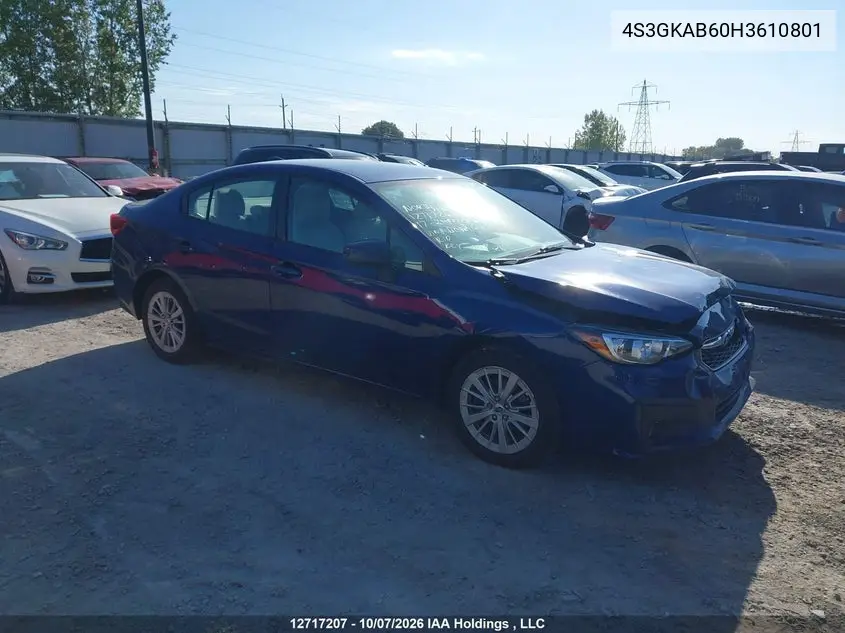 SUBARU IMPREZA 2017, VIN 4S3GKAB60H3610801