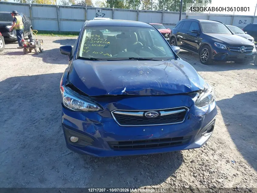 2017 SUBARU IMPREZA VIN 4S3GKAB60H3610801 — фото 12