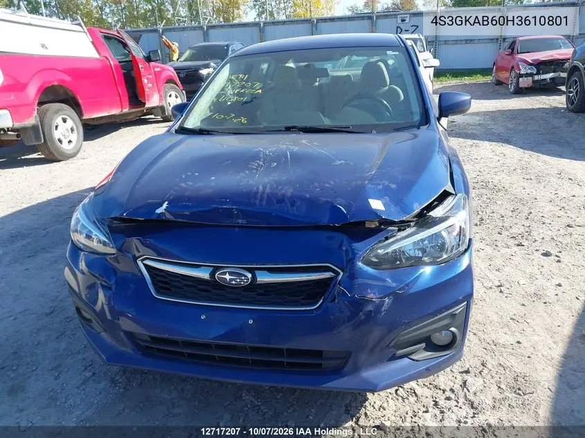 2017 SUBARU IMPREZA VIN 4S3GKAB60H3610801 — фото 6