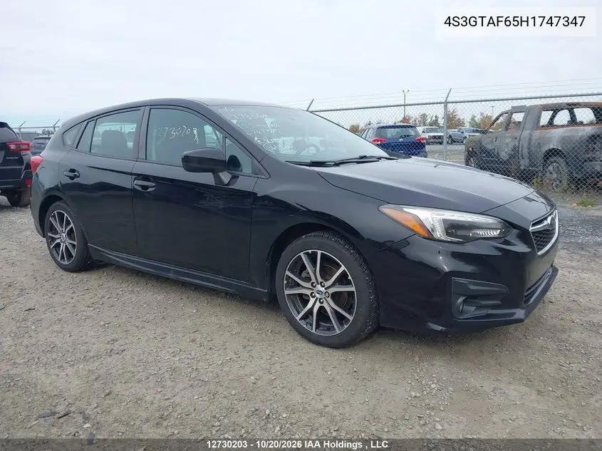 SUBARU IMPREZA 2017, VIN 4S3GTAF65H1747347