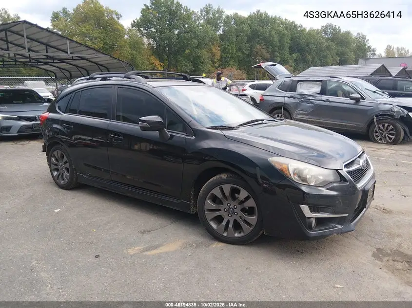 SUBARU IMPREZA 2017, VIN 4S3GKAA65H3626414