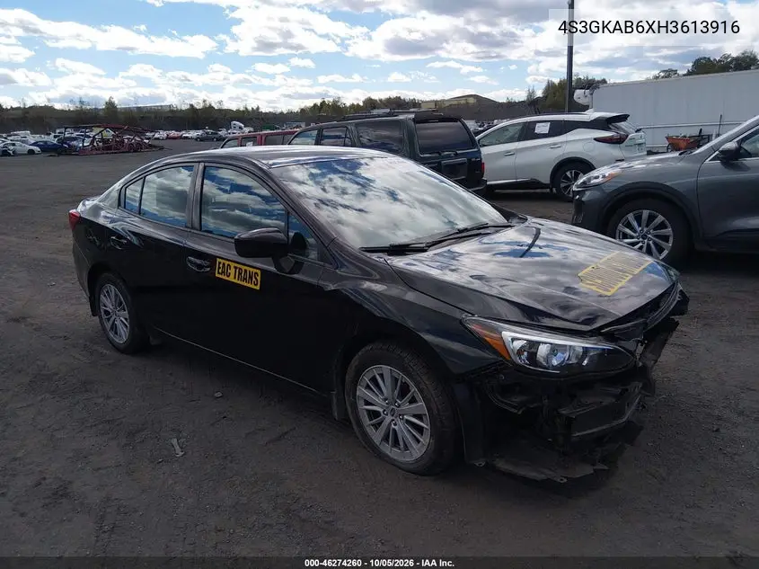 SUBARU IMPREZA 2017, VIN 4S3GKAB6XH3613916