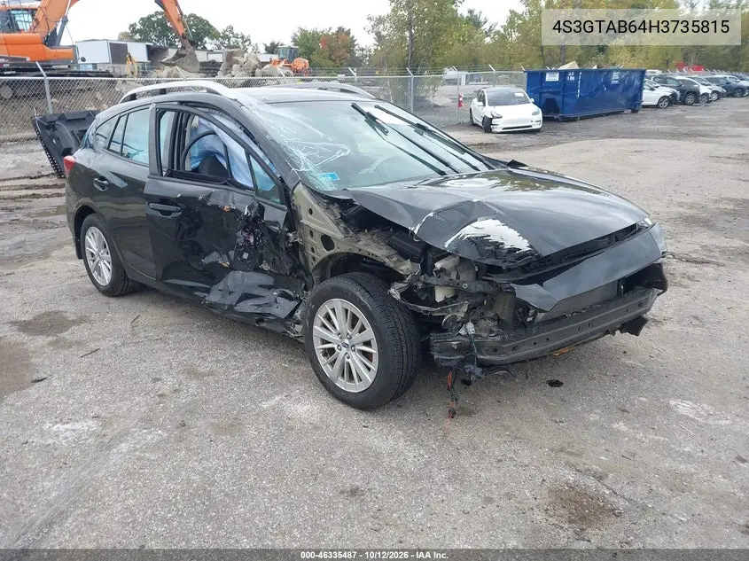 SUBARU IMPREZA 2017, VIN 4S3GTAB64H3735815