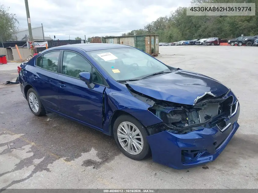 SUBARU IMPREZA 2017, VIN 4S3GKAB62H3619774