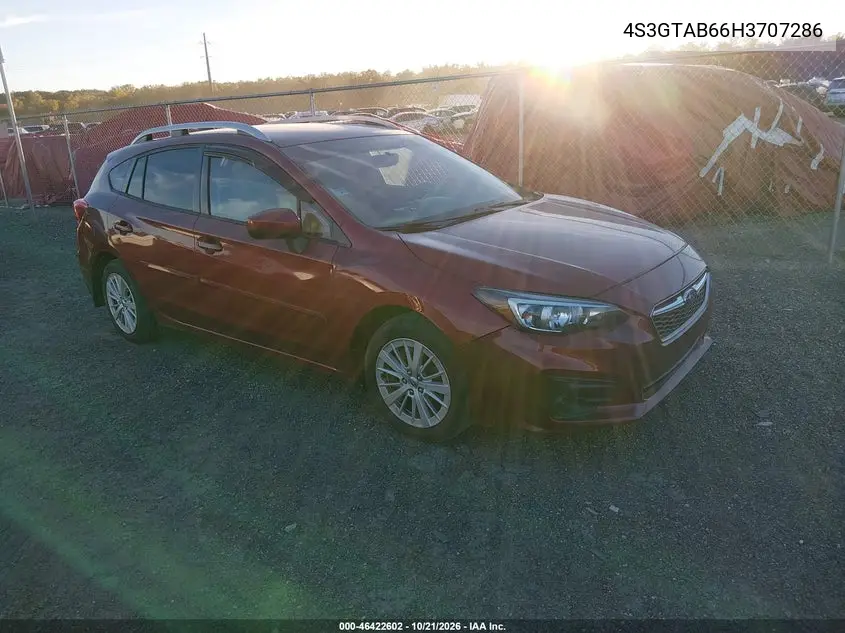 SUBARU IMPREZA 2017, VIN 4S3GTAB66H3707286