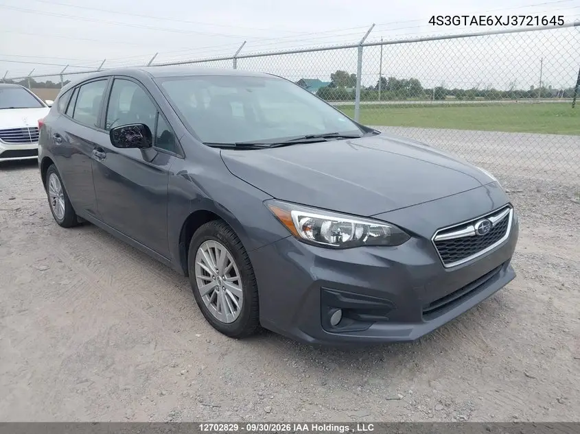 SUBARU IMPREZA 2018, VIN 4S3GTAE6XJ3721645