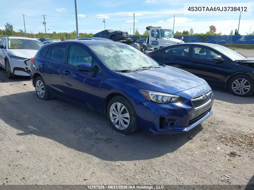 SUBARU IMPREZA 2018, VIN 4S3GTAA69J3738412